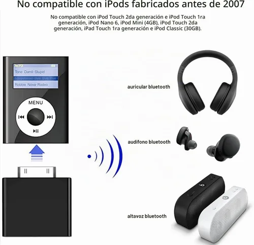Vista 3 de Transmisor Bluetooth para iPod Classic, conector adaptador Bluetooth Plug and Play para iPod Classic 160gb, adaptador Bluetooth compatible con iPod