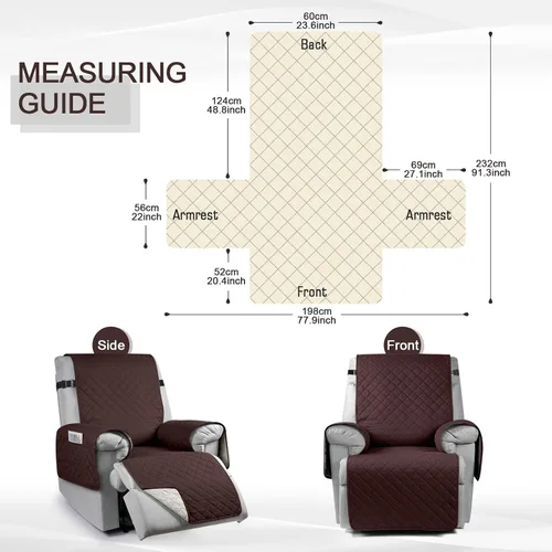 Vista 5 de KinCam Funda 100% impermeable para silla reclinable, fundas de sofá reclinable para mascotas, perros, funda de sofá reclinable, protector de muebles