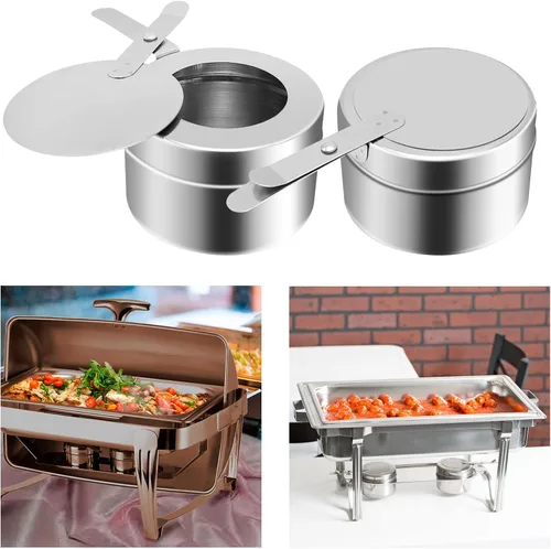 Vista 5 de Soporte de combustible de acero inoxidable, soporte de combustible para mecha de roce con tapa, bandejas de calentamiento para buffet, catering