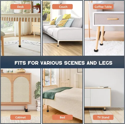 Vista 6 de Paquete de 16 elevadores de muebles ajustables de 1 pulgada, resistentes para sofá, escritorio, silla, sofá, gabinete, cama, elevadores de patas