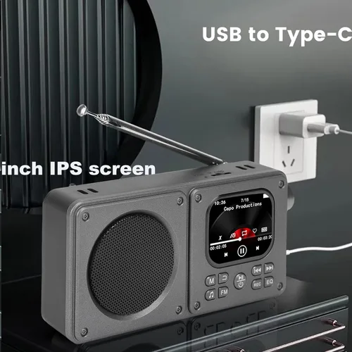 Vista 9 de Jectse Radio digital, radio de vídeo AM FM 2.01 pulgadas pantalla MP3 MP4 reproductor 5.4 altavoz, portátil recargable con conector para auriculares