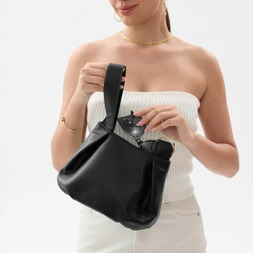 Vista 7 de Bolso de mano para mujer, de piel vegana, suave, con asa superior, bolso pequeño