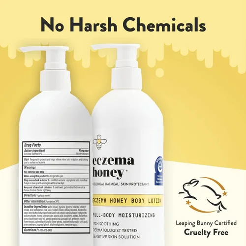 Vista 9 de ECZEMA HONEY Crema calmante para la piel original y loción corporal de avena - Paquete para pieles sensibles - Libre de crueldad
