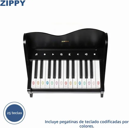 Vista 5 de ZIPPY Teclado de piano para niños, piano digital de 25 teclas para niños, panel de control sensible al tacto, volumen ajustable, mini juguete