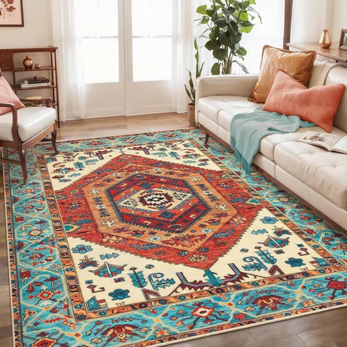 Vista 157 de SERISSA - Tapetes florales vintage, antideslizante, lavable, pequeño, ultrasuave, bohemio, de pelo bajo, para entrada, interiores, habitación