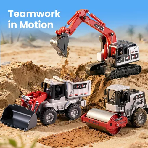 Vista 7 de iPlay, iLearn - Camiones de juguete de construcción para niños