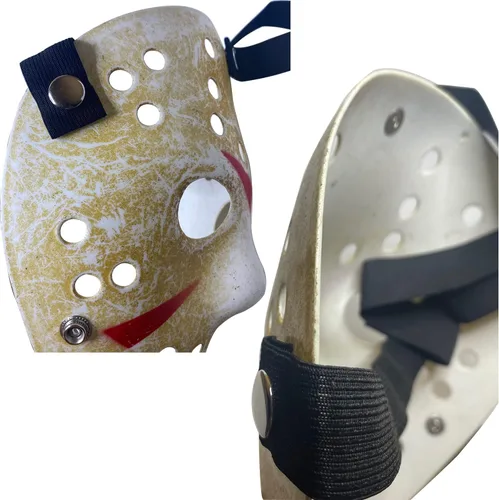 Vista 6 de Máscara de hockey de terror para Halloween, cosplay, mascarada, máscara de disfraz de Navidad con correas ajustables