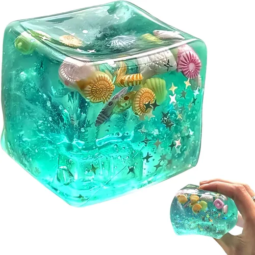Vista 15 de Bolas de estrés blandas de cubitos de hielo, juguete sensorial de Verde