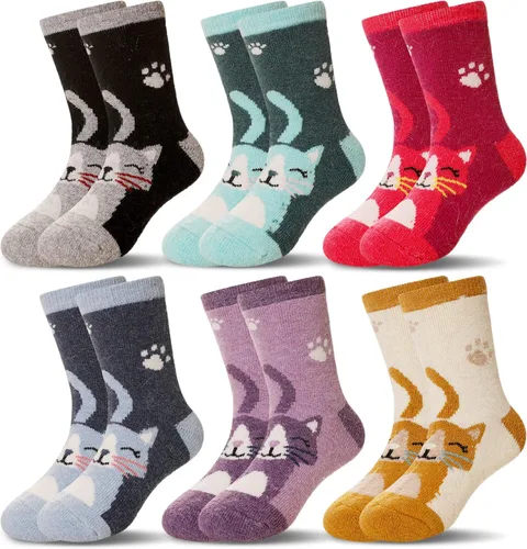 Vista 13 de Eocom 6 pares de calcetines de invierno cálidos de lana para niños y niñas