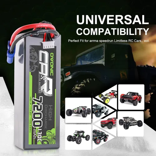 Vista 5 de OVONIC 4S LiPo Batería 7200mAh 14.8V 130C RC Batería con conector EC5 (paquete de 2)