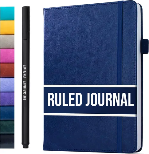 Vista 17 de Cuaderno rayado para escribir, 200 páginas, papel grueso de 4.23 oz/m² con notas adhesivas, lazo para bolígrafo, banda elástica, tapa dura de cuero