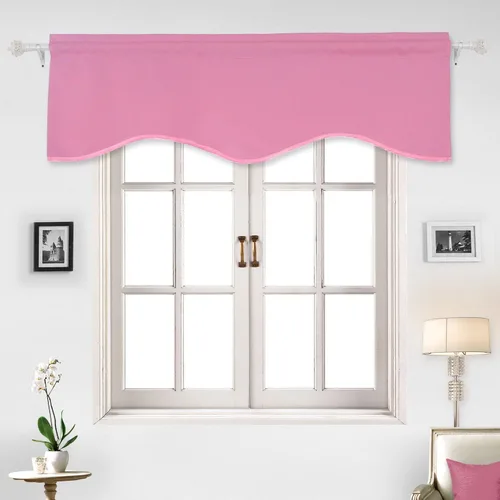 Vista 4 de Cenefas Deconovo festoneadas para cortinas pequeñas para oscurecimiento con barra de cortina sólida Valances for Windows, Kitchen Valance
