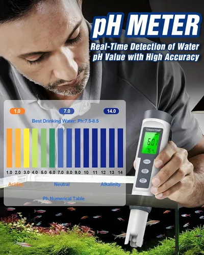 Vista 3 de Medidor de pH digital 3 en 1 con función TDS y temperatura, rango de medición de pH 0-14, precisión 0.01 de alta precisión, compensación automática