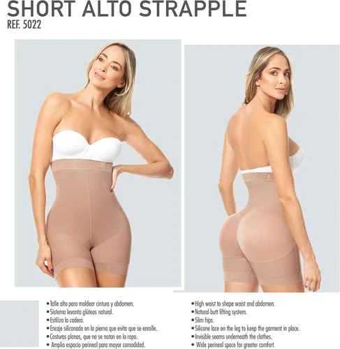 Vista 6 de FAJAS MELI'BELT 5022 - Pantalones cortos de faja colombiana de cintura alta para levantamiento de glúteos, pantalones cortos Levanta Cola Colombianos