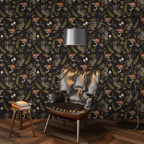 Vista 4 de MuralPeel Setas Conejos Animales Helecho Plantas Polilla Papel Pintado de Despegar y Pegar Autoadhesivo Extraíble Fácil de Despegar Adhesivo