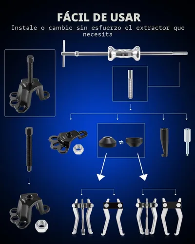 Vista 7 de Orion Motor Tech - Juego de extractor de martillo deslizante de 9 vías, extractor del cojinete de la llanta frontal y kit de herramientas