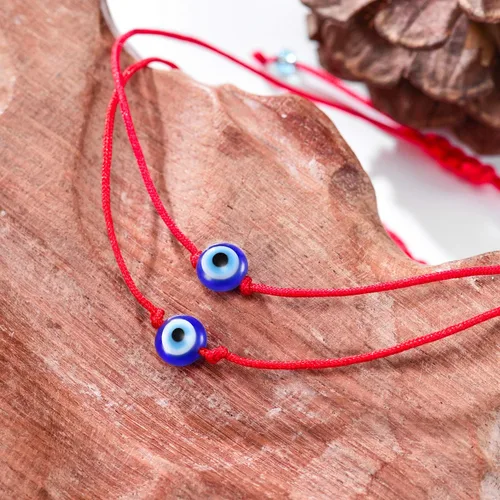 Vista 3 de Shonyin Juego de pulseras de mal de ojo hecho a mano con tarjeta pulsera de cuerda roja amuleto de la suerte para mujeres hombres familiares y amigos