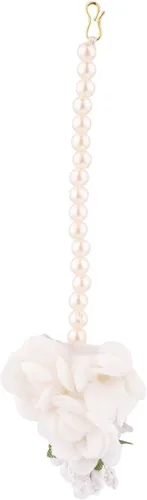 Vista 8 de Efulgenz Flower Jewelry Set Wedding Faux Pearl Beaded Collar Bib Necklace Floral Indian Handmade Necklace Maangtikka Earrings Bracelet Set Jewelry
