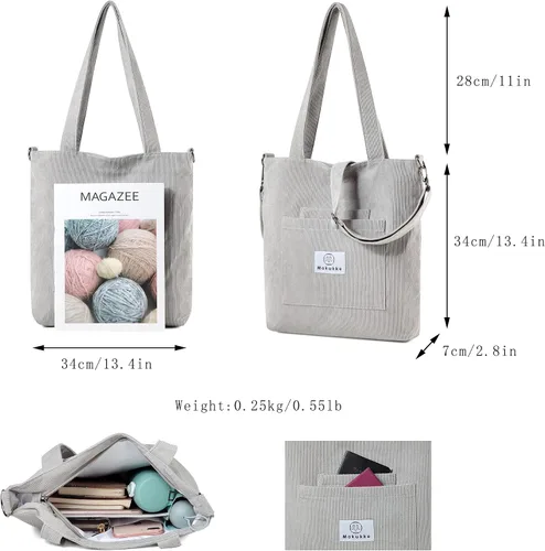 Vista 3 de Makukke Corduroy Totes Bag Women - Shoulder Hobo Bag Handbags Crossbody Bag Big Capacity Shopping Purses