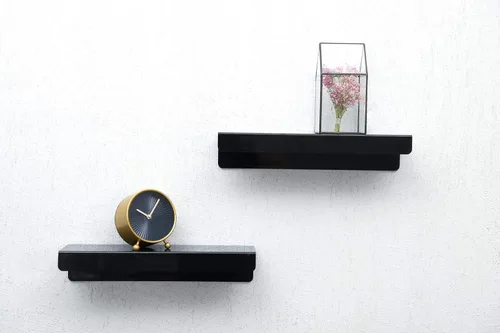Vista 5 de IEEK Estante flotante de pared de acrílico negro de 15 pulgadas, estante de pared para guardería, para niños, 0.197 in de grosor, estantes