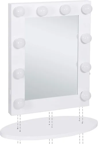 Vista 6 de Hollywood Espejo de tocador con luces, espejo de maquillaje de pie con 12 bombillas LED para vestidor y dormitorio, blanco, iluminación de 3