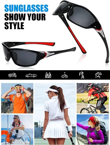 Vista 7 de 9 pares de gafas de sol deportivas polarizadas gafas de sol para correr gafas de sol tácticas polarizadas