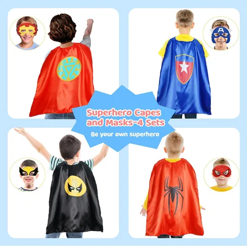 Vista 4 de Roko Juguetes para niños de 3 a 10 años, capas de superhéroes para niños, disfraces de dibujos animados, suministros de fiesta, regalos de Navidad