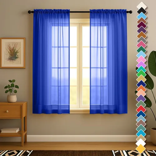 Vista 35 de YHSF Cortinas traslúcidas – Juego de 2 paneles para decoración del hogar – Elegantes cortinas de gasa sólida con bolsillo para barra