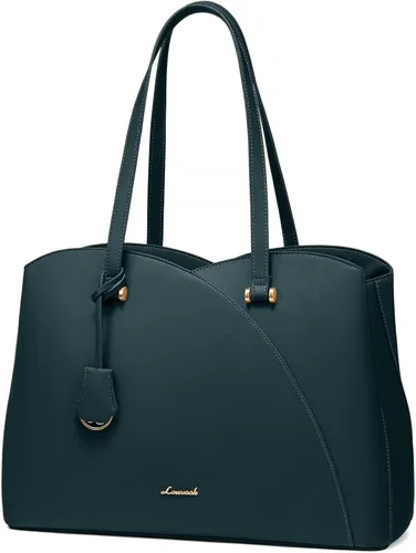 Vista 15 de LOVEVOOK Bolso de mano para laptop para mujeres, bolsos de trabajo, bolso para laptop para maestros, bolso de computadora de cuero, carteras Negro
