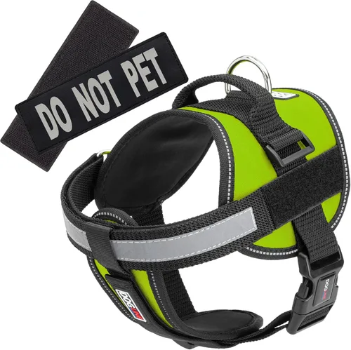 Vista 4 de Dogline Arnés de chaleco para perros y 2 parches extraíbles para no mascotas, XS/de 15 a 19 pulgadas, verde