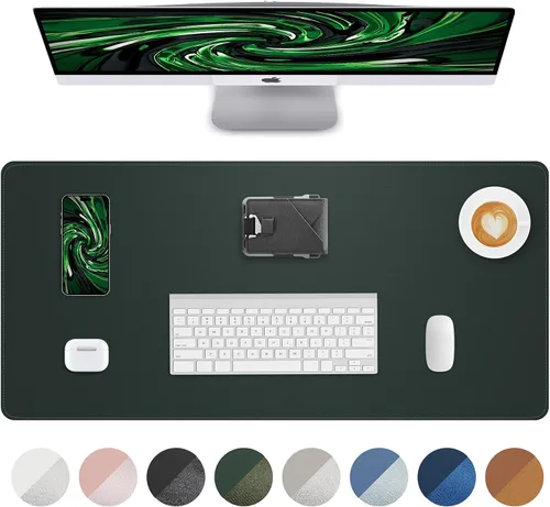 Vista 53 de Tapete protector para escritorio y mouse, antideslizante, de piel sintética, tapete impermeable de escritura para laptop, para oficina y hogar
