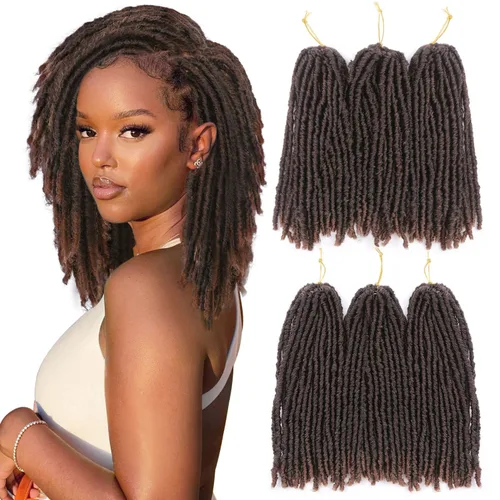Vista 25 de WIGNEE Cabello de Ganchillo 120 Hebras Locs Sintéticos 8 Pulgadas Locs Suaves Pre-Trenzados 6 Paquetes Cabello de Ganchillo Pre-Anudado para Mujeres