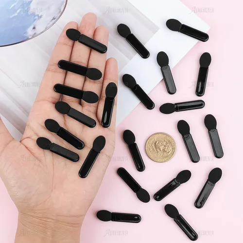 Vista 4 de AUEAR, Paquete de 50 pinceles desechables para sombra de ojos, aplicadores de esponja ovalada con punta ovalada, brocha de doble cara, herramienta