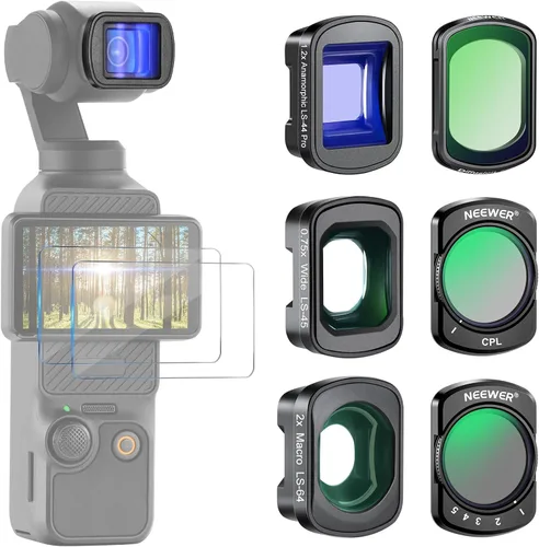 Vista 10 de NEEWER Juego de filtros ND compatibles con DJI Osmo Pocket 3 Creator Combo Accesorios, lente gran angular + ND2-32 variable + CPL + filtro