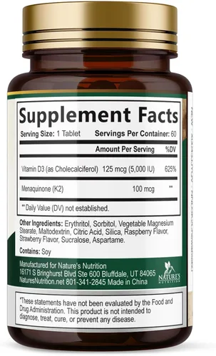 Vista 9 de Suplemento de vitamina D3 K2 5000 UI D3 + K2 100 mcg MK-7 K2 con vitamina D Apoya la salud inmunológica, cardíaca, dental y ósea, fácil