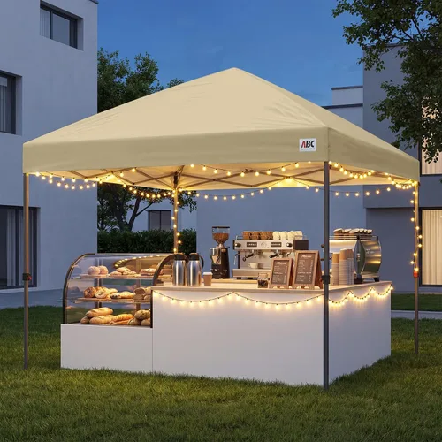 Vista 7 de ABCCANOPY Toldo desplegable – Tienda de campaña portátil para patio al aire libre resistente para patio trasero y terraza con 4 bolsas de arena Beige