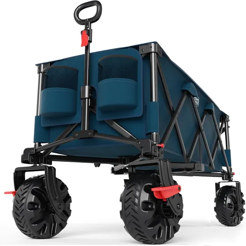 Vista 14 de TIMBER RIDGE Beach Wagon with Balloon Wheels& All-Terrain Wheels, Tailgate 300 lbs Heavy Duty Foldable Wagon for Sand Camping Sports，47" L Beach