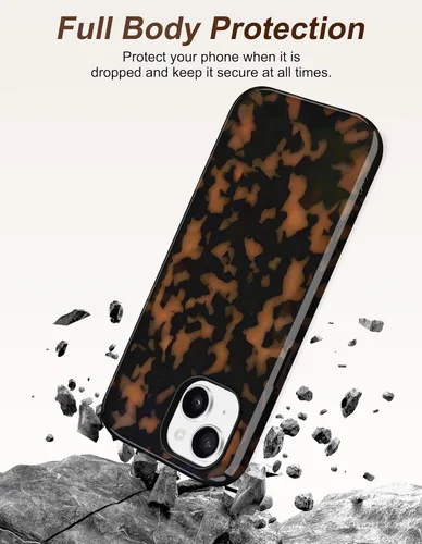 Vista 386 de Jusy Funda compatible con MagSafe con estampado de caparazón de tortuga marrón para iPhone 7/8/SE, cubierta protectora de TPU suave magnética