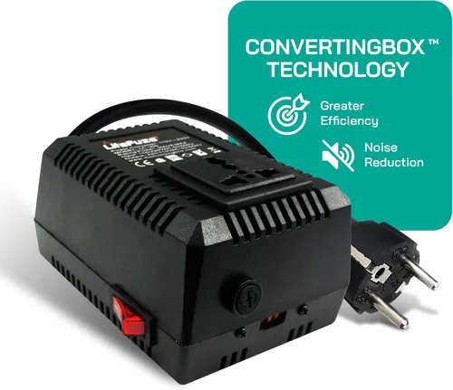 Vista 3 de LiteFuze, convertor de voltaje alto/bajo para viaje. cable EU