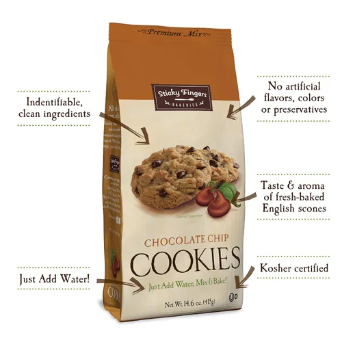 Vista 3 de Sticky Fingers - Mezcla de galletas con chispas de chocolate – Mezcla seca para hornear galletas caseras con chispas de chocolate, hecha con chispas
