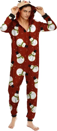 Vista 6 de Adisputent Pijamas de Navidad a juego para la familia, lindos conjuntos de pijamas de manga larga para parejas suaves de una pieza, divertidos
