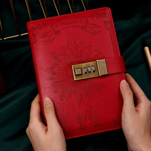 Vista 6 de Diario de bloqueo para mujer, diario vintage con cerradura personal, recargable, diario de bloqueo de cuero, cuaderno de escritura B6 para niñas