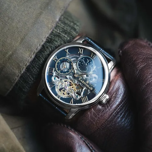 Vista 3 de Thomas Earnshaw Reloj automático de esqueleto de doble tiempo para hombre de 1.732 in con pulsera de acero inoxidable sólido ES-8006