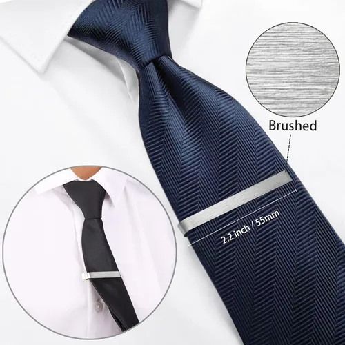 Vista 4 de 2.22.5 Inch Tie Clips for Men's tie in Gift Box, tie bar & pins set for larger width necktie in black red white blue color, Suitable for Wedding