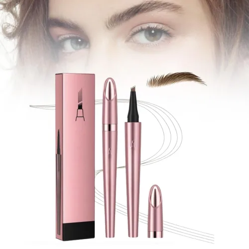 Vista 10 de Microblading - Lápiz de cejas de 4 puntas, resistente al agua, de larga duración, para maquillaje de cejas de aspecto natural, color marrón oscuro