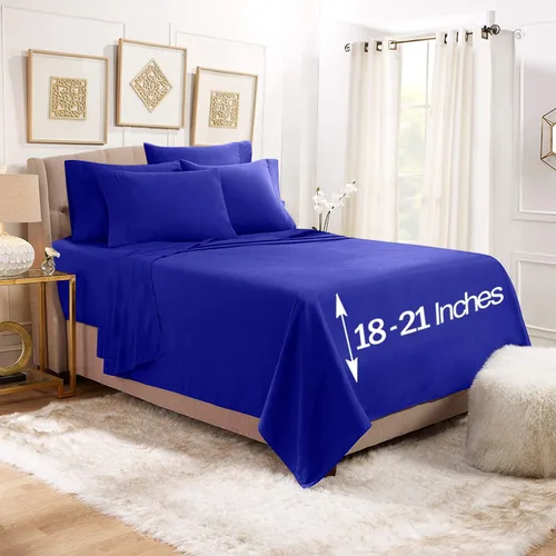 Vista 43 de Empyrean - Juego de 4 sábanas bajeras de bolsillo extra profundo de 110 GSM, juego de 4 sábanas de bolsillo extra profundo de 110 GSM, sábanas