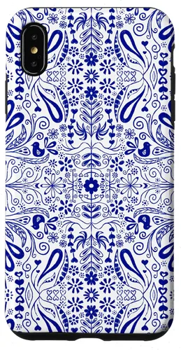 Vista 11 de Folk Art Pattern Blue Chinoiserie Birds Flowers Scandinavian Case for iPhone 17