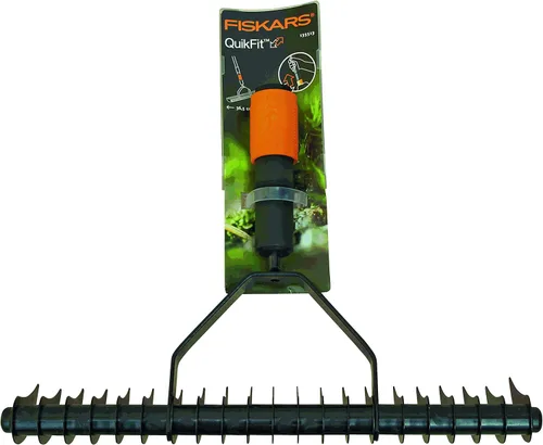 Vista 8 de Fiskars QuikFit 1000655 - Rastrillo aireador, cabezal de herramienta, ancho: 14.6 in, negro/naranja