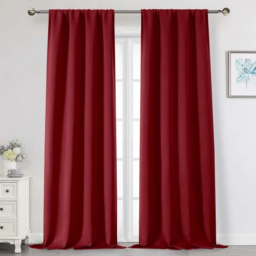 Vista 177 de Cortinas opacas para dormitorio, sala de estar, juego de 2 paneles de 54 pulgadas de largo, cortinas de oscurecimiento de habitación con aislamiento