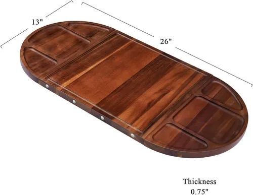 Vista 7 de NiHome Tabla de Charcutería de Madera de Acacia Magnética Grande de 26”x13” en Forma de Espiga, Tablas de Servir para Entretener, Hermoso Juego